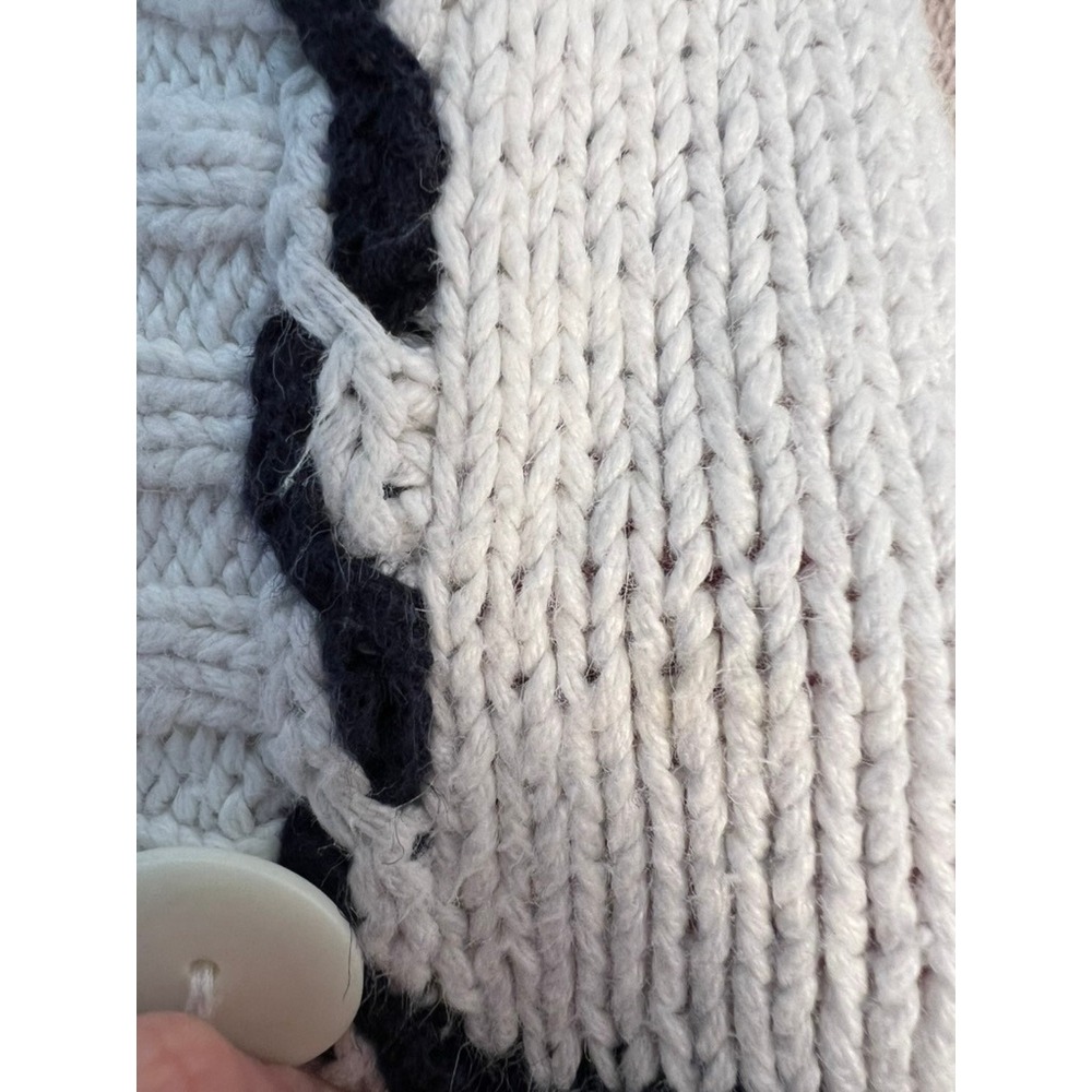 VTG Raphels Hand Knit Nautical Coastal Cardigan Sweater White Ocean LG - Picture 8 of 9